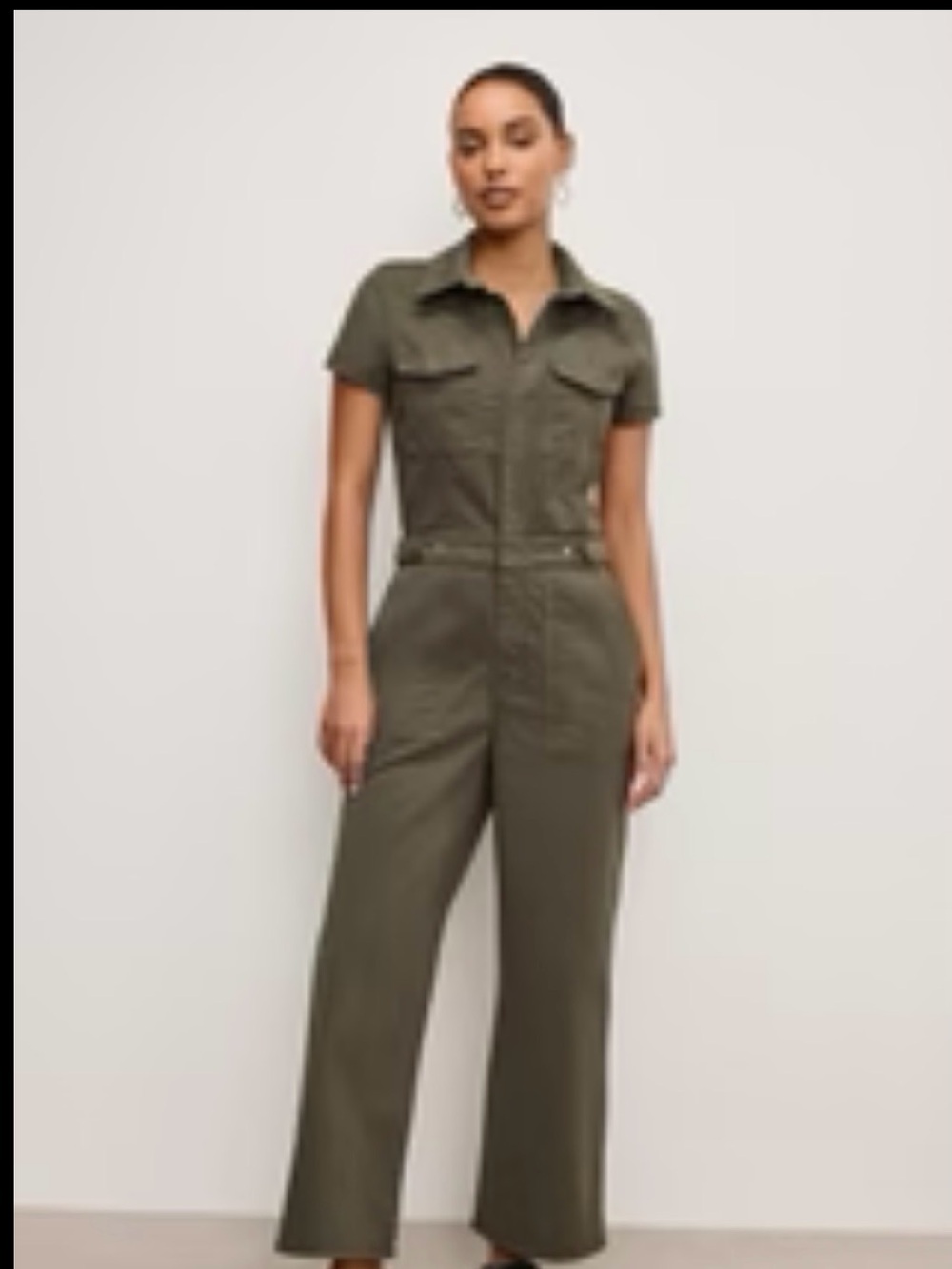Twill Cropped Jumpsuit